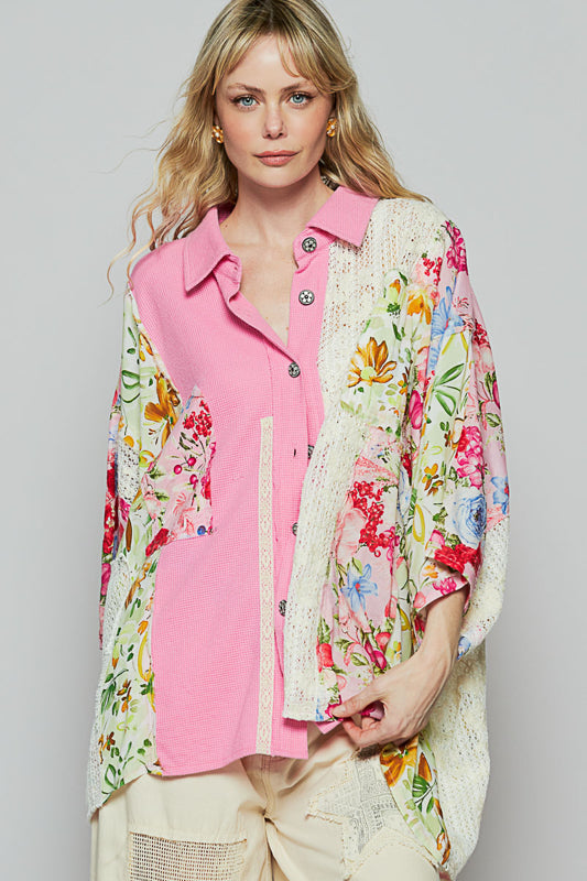 Bright Floral & Lace Blouse