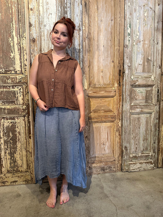 Sleeveless Linen Top