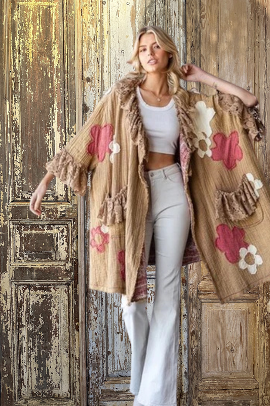 Washed Floral Patchwork Duster-9917