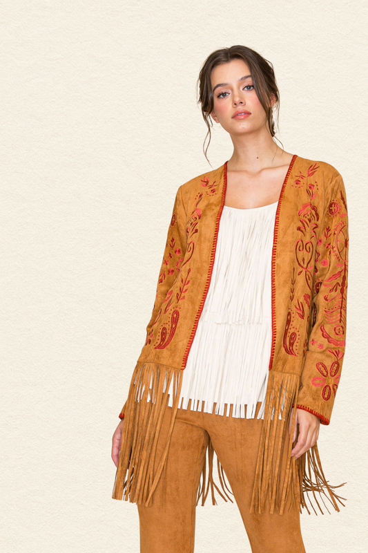 Embroidered Suede Jacket