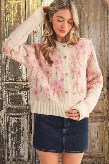 Pink Flower Cardi