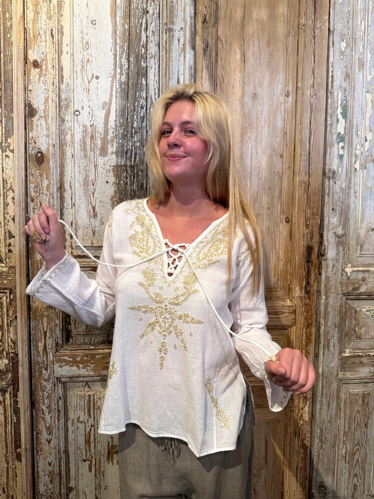 Paisley Embroidery Top