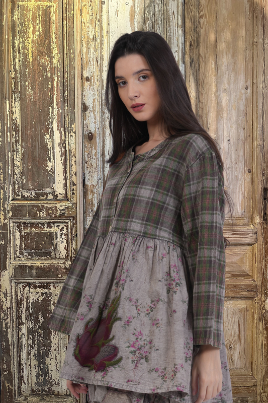 Floral & Plaid Babydoll Top