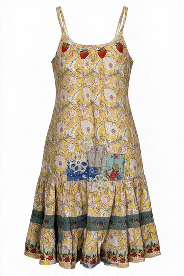 Sunwashed Bloom Dress-Golden