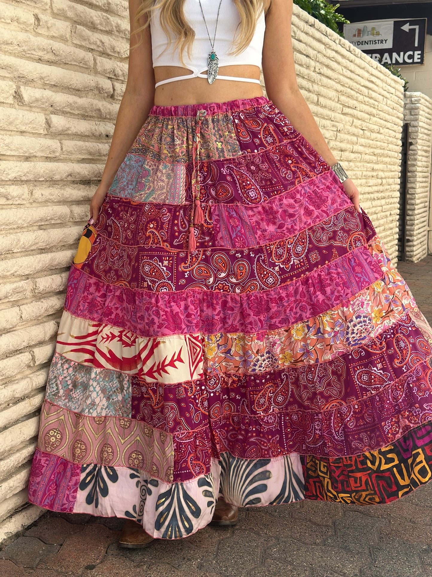 Boho Cotton Patchwork Skirt