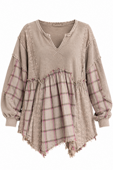 Flannel Eyelit Babydoll Top