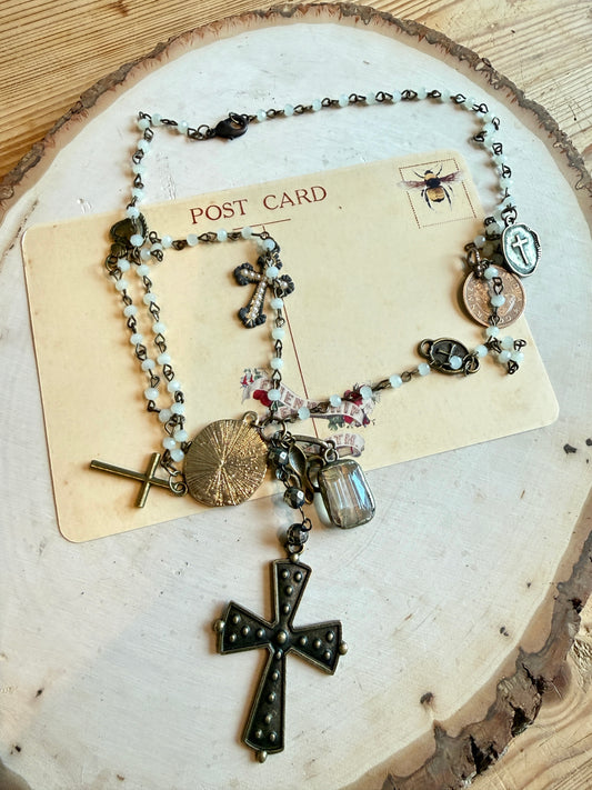 Shimmer Bead Cross & Charms