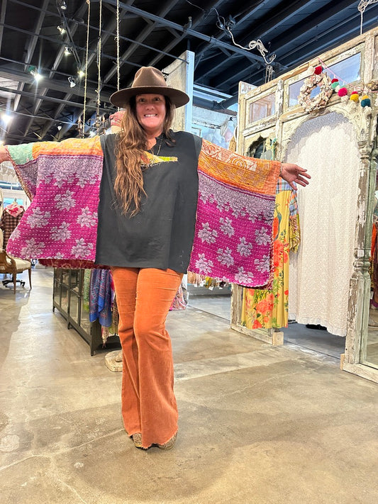 L/XL Up Cycled Kantha Poncho