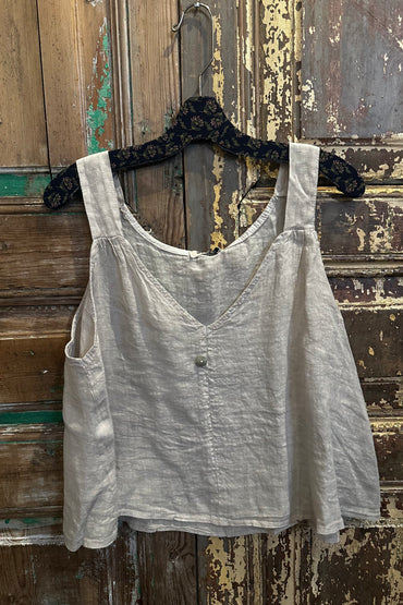 One Button Linen Tank