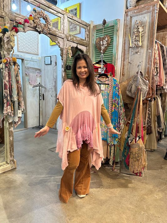 Pink Lace & Ruffle Tunic