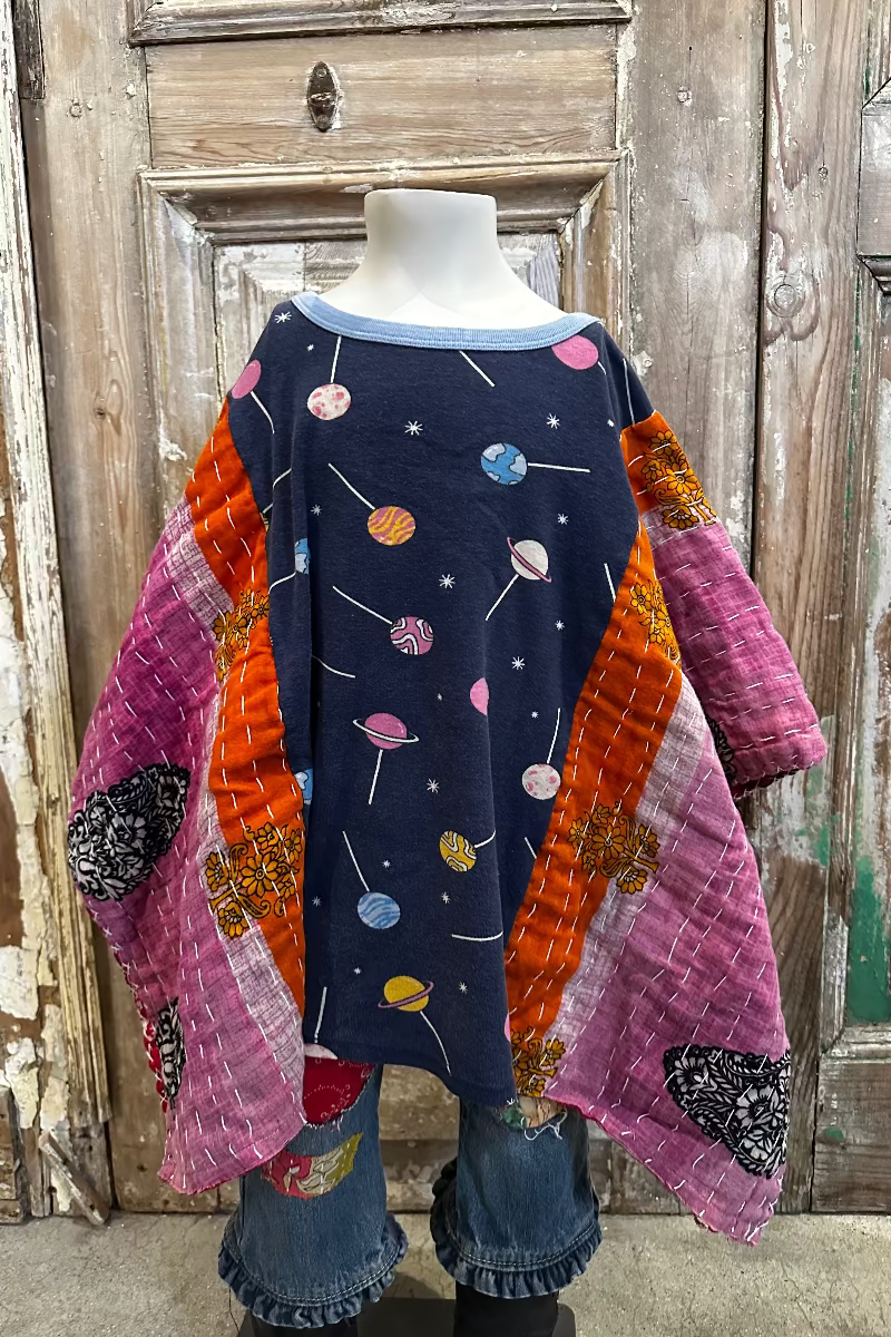 6y Up Cycled Pajama Poncho
