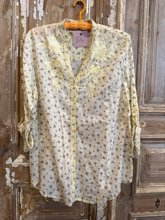 Faded Yellow Embroidered Blouse