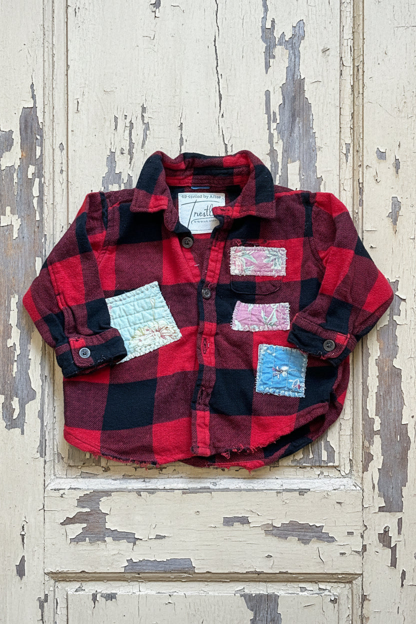 Red Quilted Heart Kids Flannel