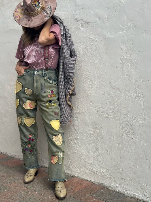 Heart Patchwork Jeans