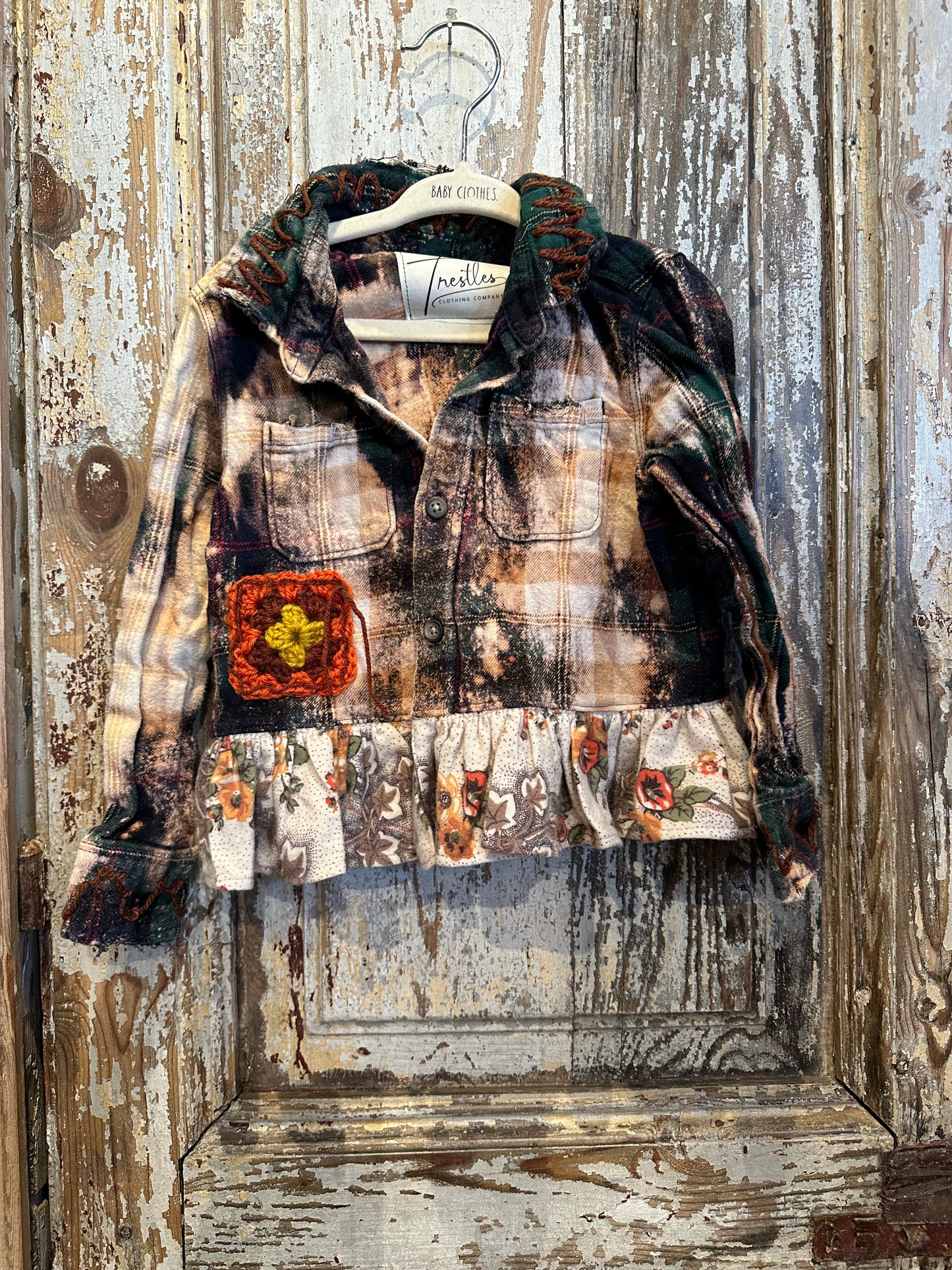 Size 5 Ruffled Crochet Plaid