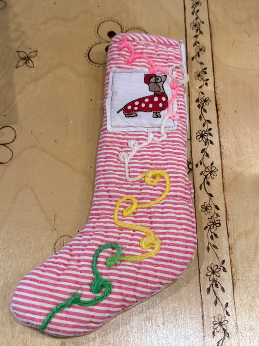 Striped Dog Mini Stocking