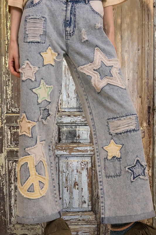 Star & Peace Patch Jeans