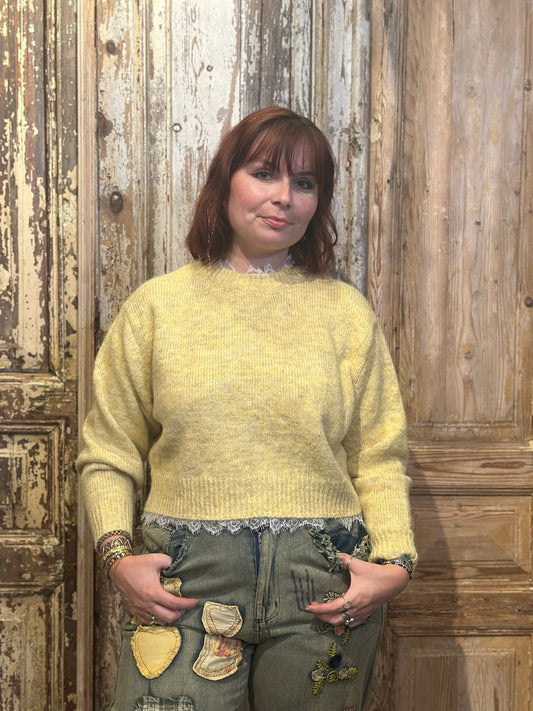 Yellow Lace Neck