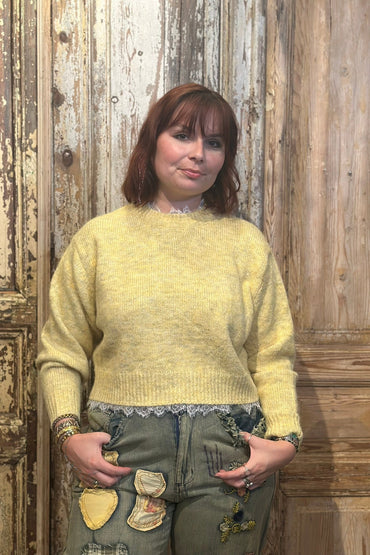 Yellow Lace Neck