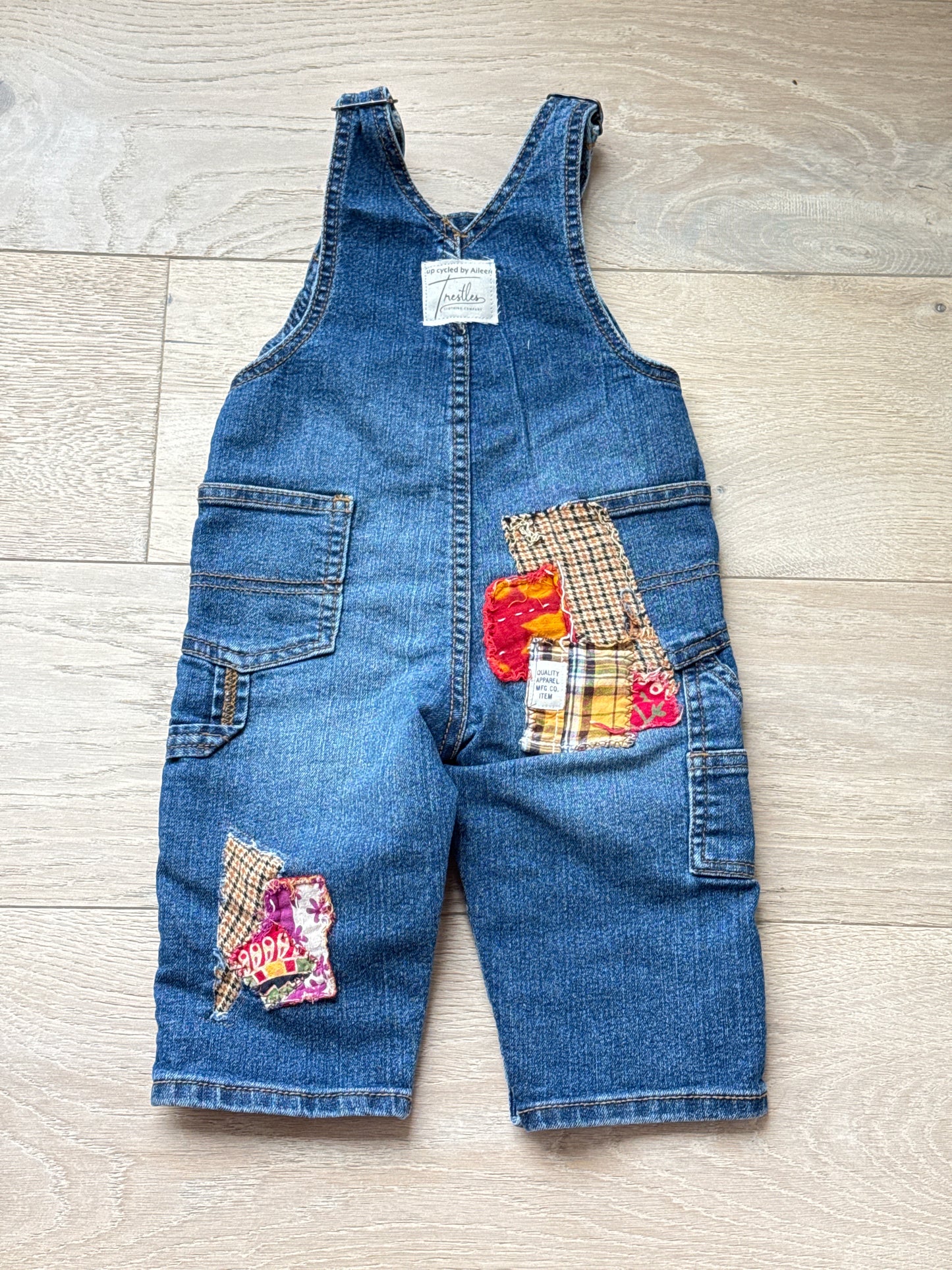 12m Flannel Love Patch Overalls