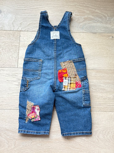 12m Flannel Love Patch Overalls