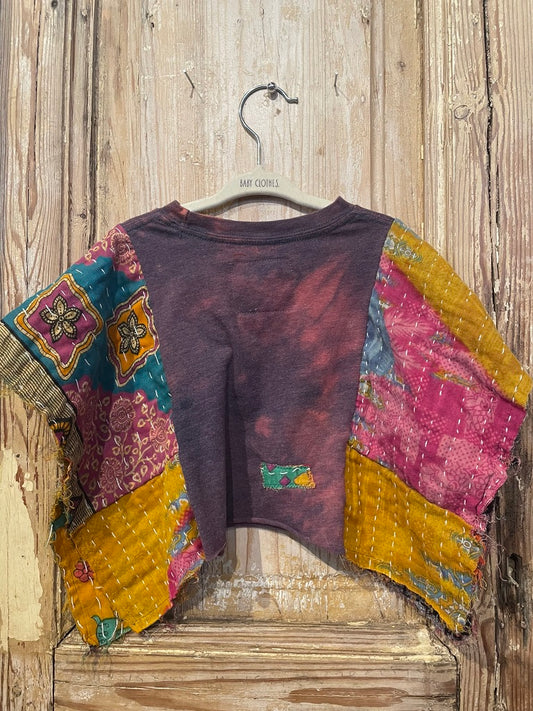 2T Up Cycled Kids Kantha Poncho