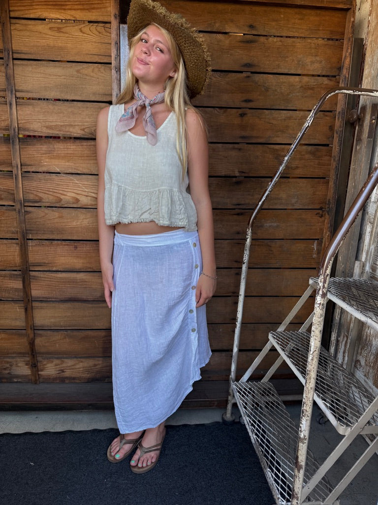 Side Button Asymetrical Skirt