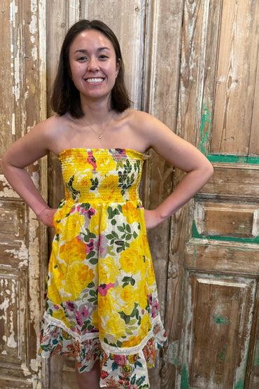Yellow Floral Midi Dress
