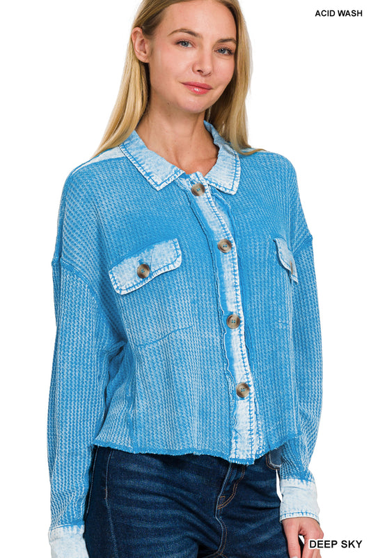 Short Mineral Washed Shacket-9859