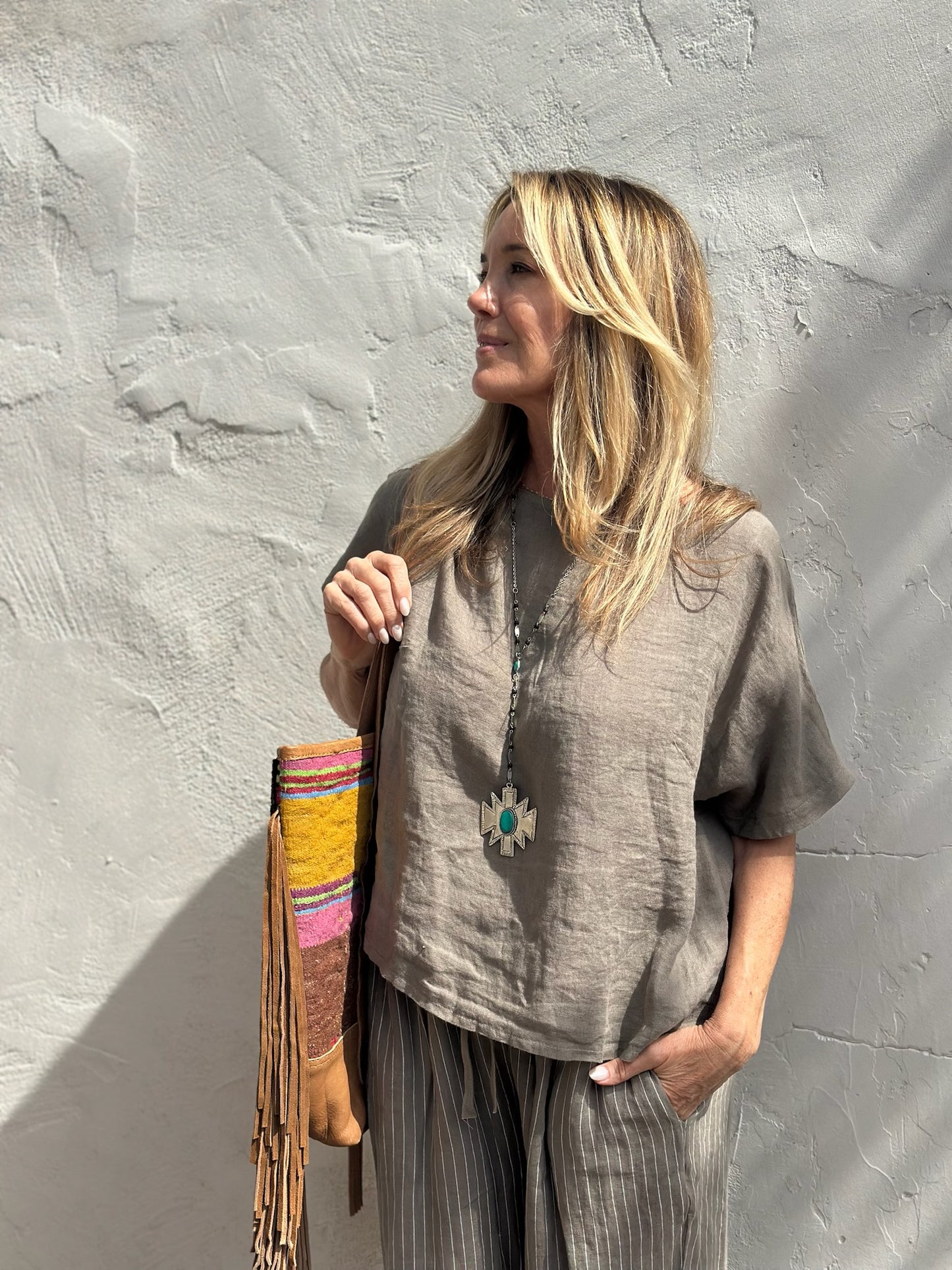 Taupe Linen Top