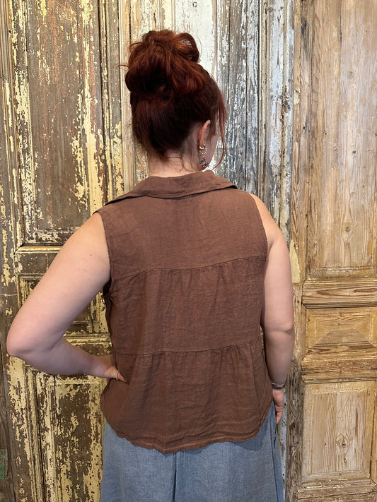 Sleeveless Linen Top
