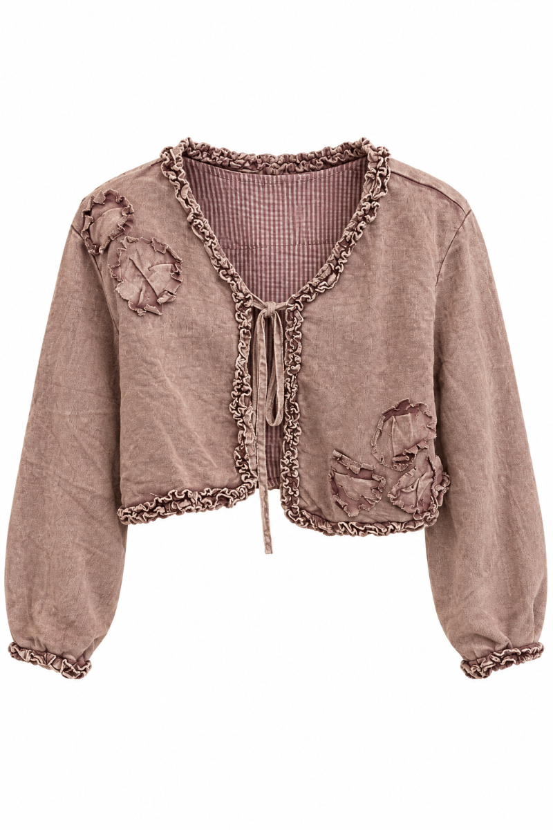 Floral Ruffle Crop Jacket-9834