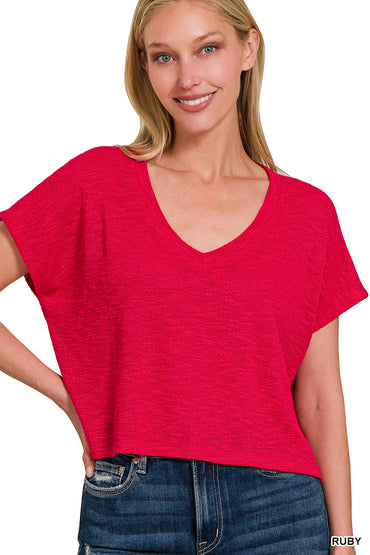 Short V Hacci Top