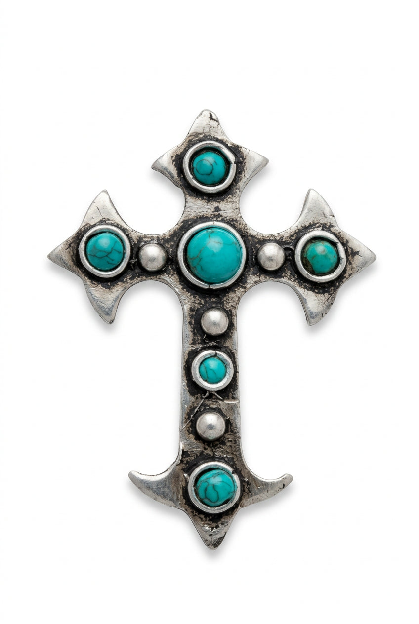 Pointy Turquoise Cross Hat Clip