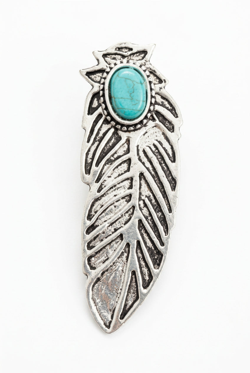 Feather With Turquoise Hat Clip