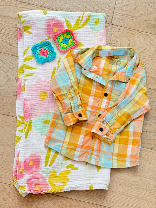 2T Ruffled Crochet Plaid