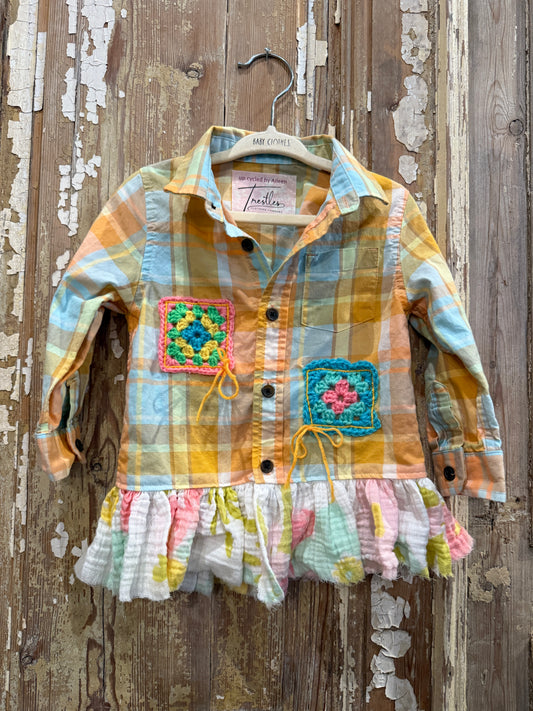 2T Ruffled Crochet Plaid