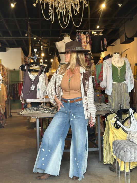 Bleached Wide Leg Jeans