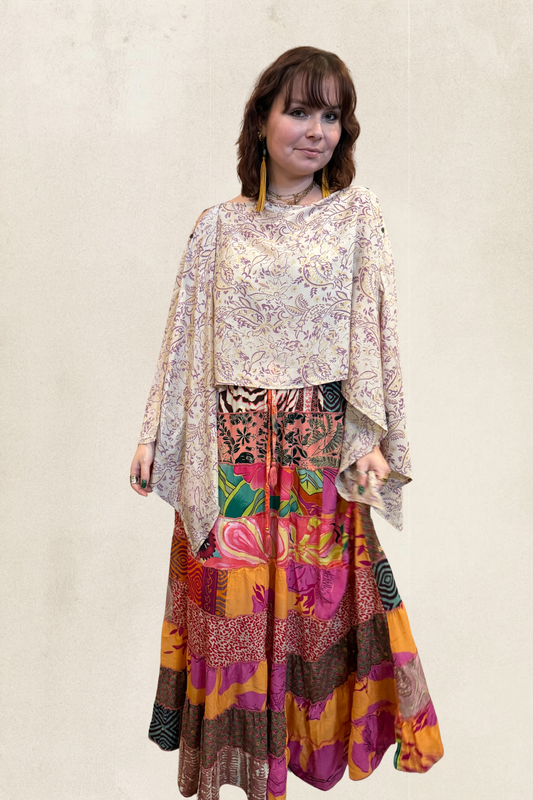 Boho Patched Maxi Skirt