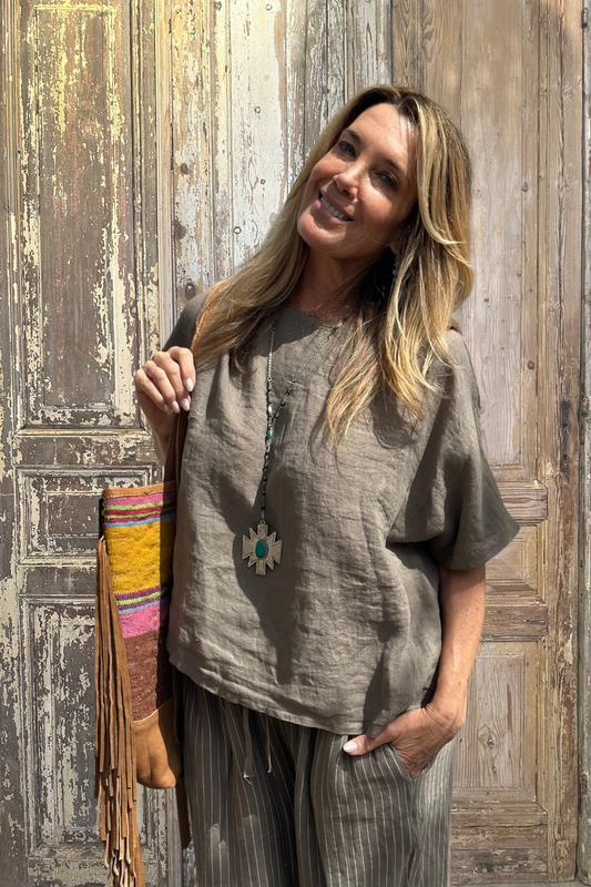 Taupe Linen Top