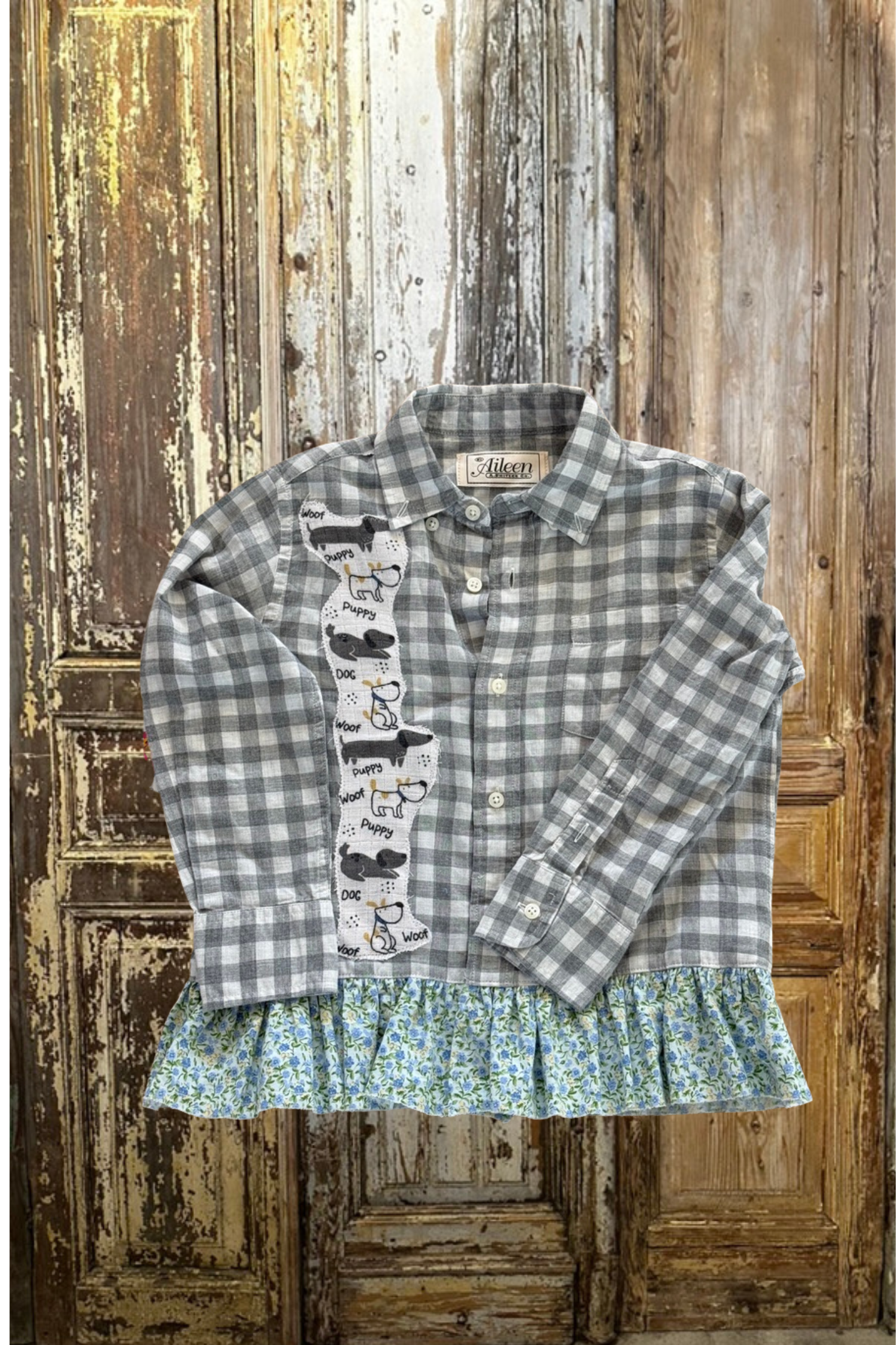 5T Dog Ruffled Plaid