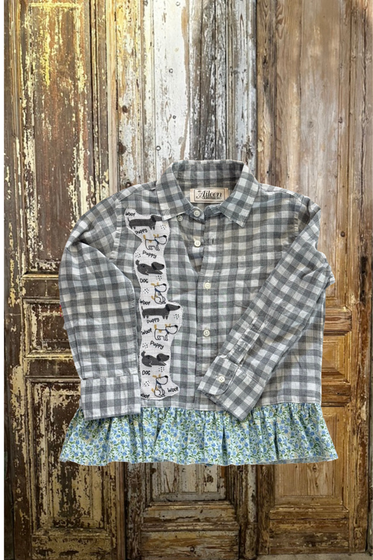 5T Dog Ruffled Plaid