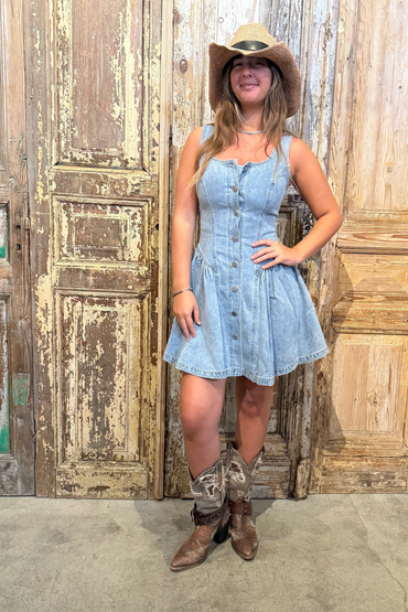 Button Front Denim Dress