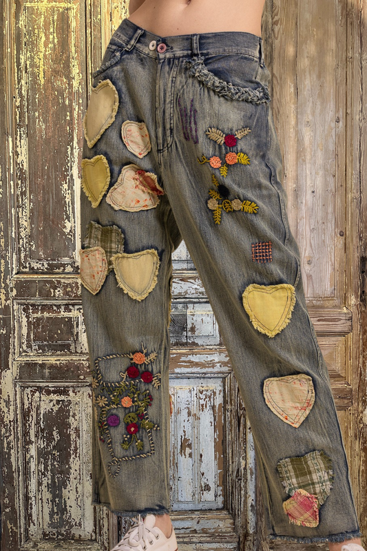 Heart Patchwork Jeans