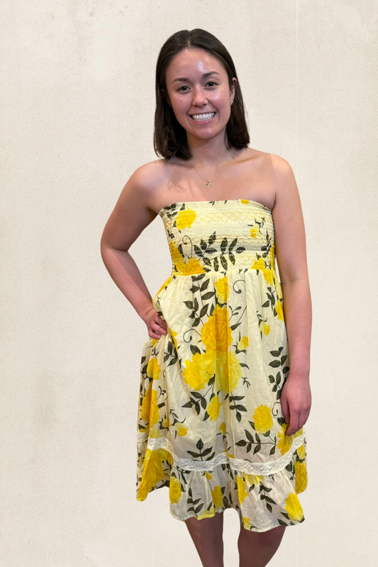 Yellow Floral Midi Dress