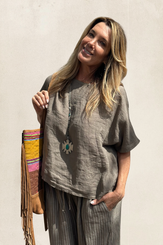Taupe Linen Top