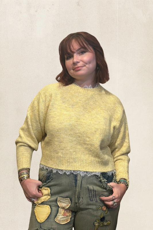 Yellow Lace Neck