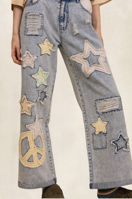 Star & Peace Patch Jeans