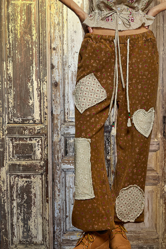 Floral Rust Patched Pants