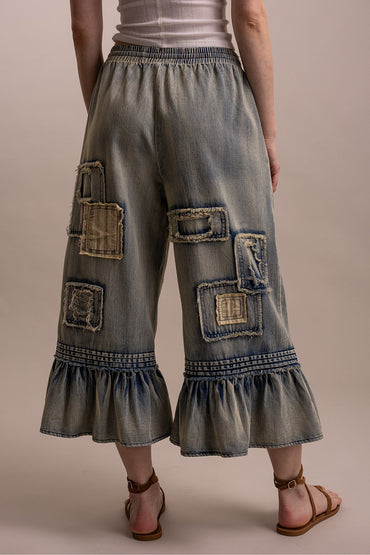 Embroidered Ruffle Jeans